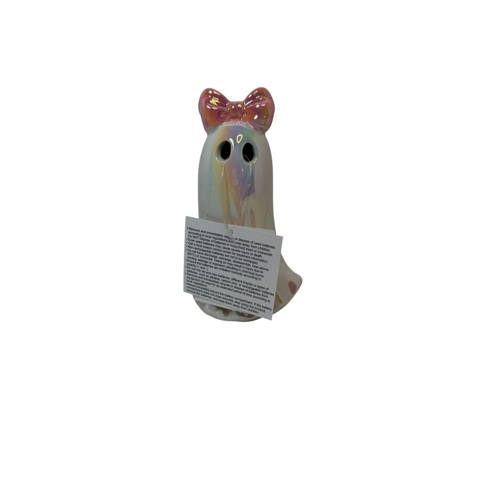 Viral 6.5" Halloween Iridescent Light Up Ghost Pink Bow.
